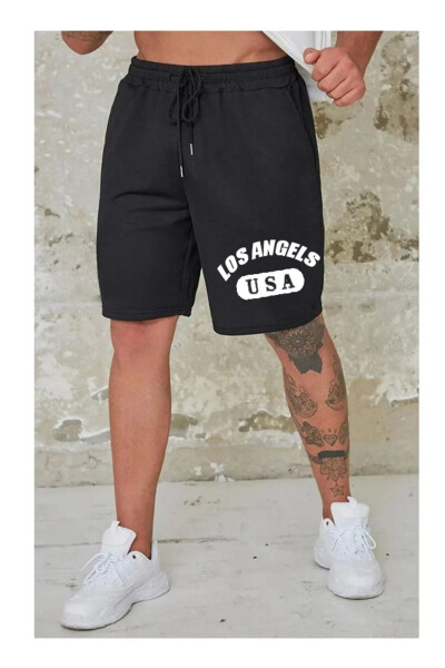 Printed Men's Lycra Sweat-Wicking Black Trend Shorts - 1