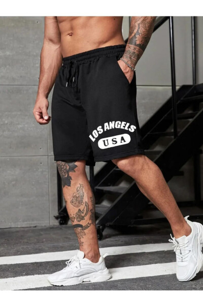 Printed Men's Lycra Sweat-Wicking Black Trend Shorts - 2