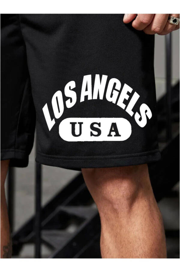 Printed Men's Lycra Sweat-Wicking Black Trend Shorts - 3