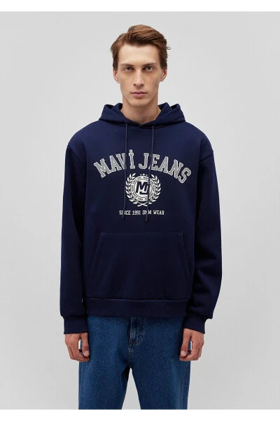 Printed Navy Sweatshirt 0s10201-84371 - 3