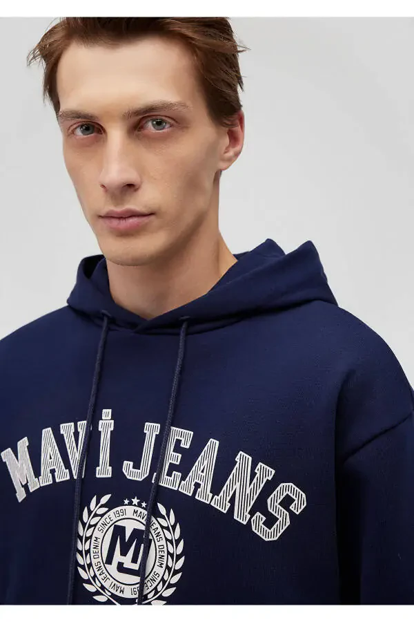 Printed Navy Sweatshirt 0s10201-84371 - 5