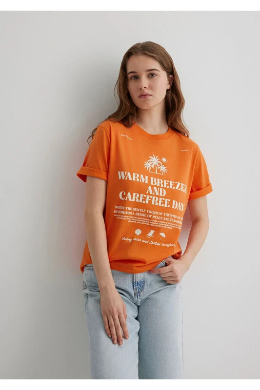 Printed Orange T-shirt Regular Fit - MAVI