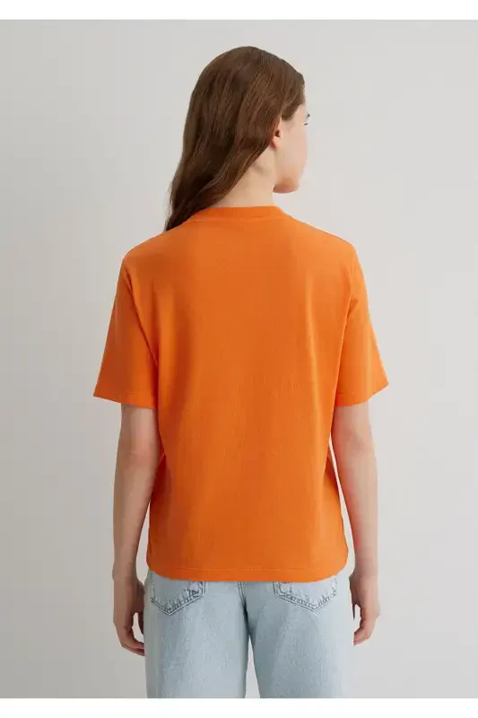 Printed Orange T-shirt Regular Fit - 4
