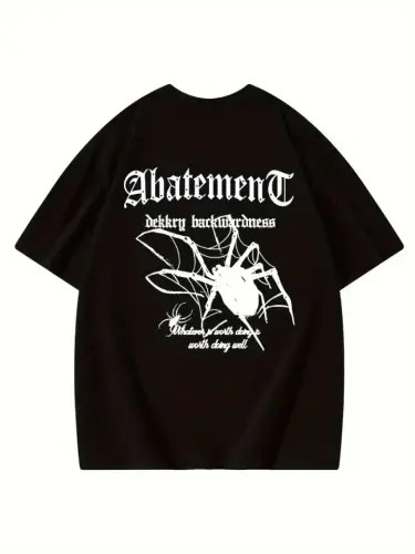 Printed Oversize Crew Neck T-shirt - Black - 3