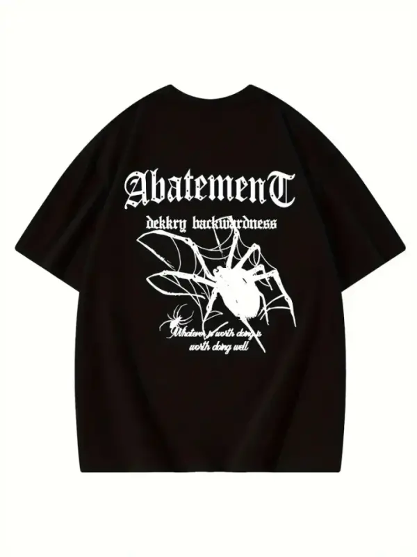 Printed Oversize Crew Neck T-shirt - Black - 3