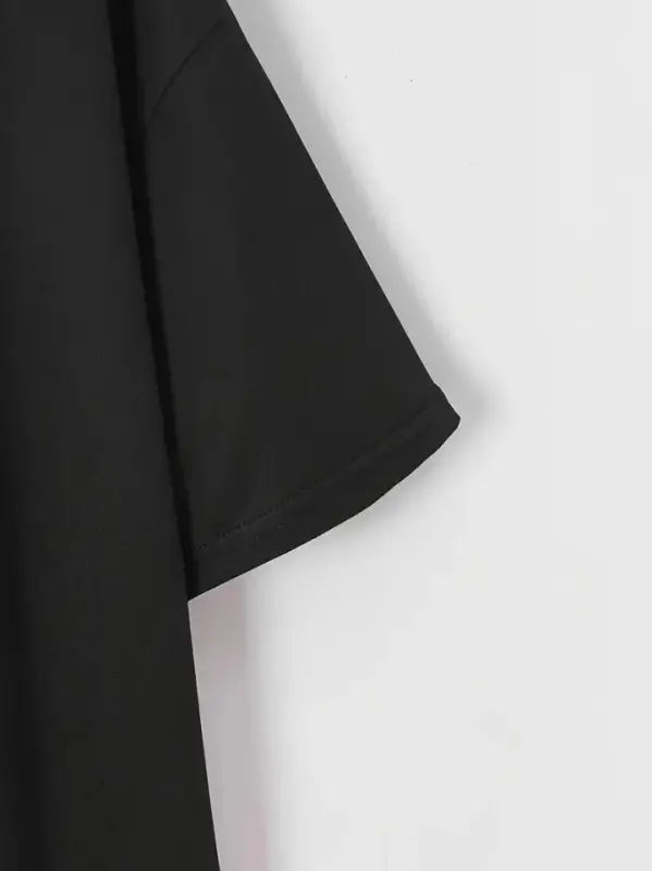 Printed Oversize Crew Neck T-shirt - Black - 3