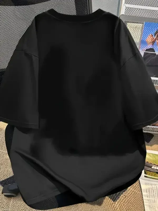 Printed Oversize Crew Neck T-shirt - Black - 2