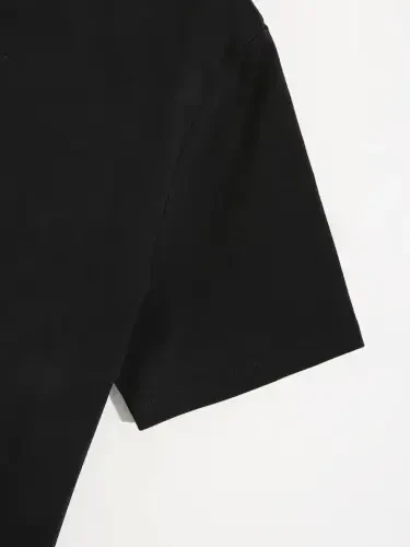 Printed Oversize Crew Neck T-shirt - Black - 4