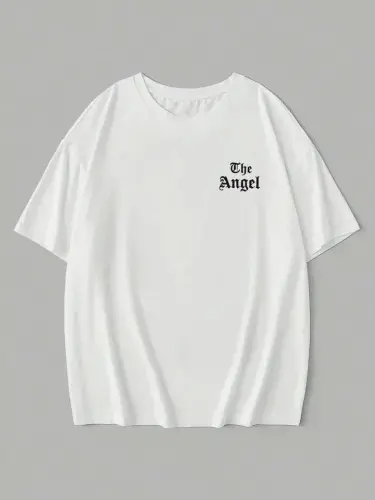 Printed Oversize Crew Neck T-shirt - White - 2