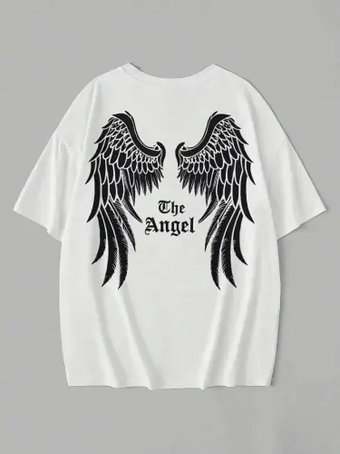 Printed Oversize Crew Neck T-shirt - White - 3