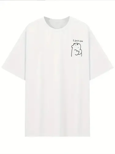 Printed Oversize Crew Neck T-shirt - White - 3