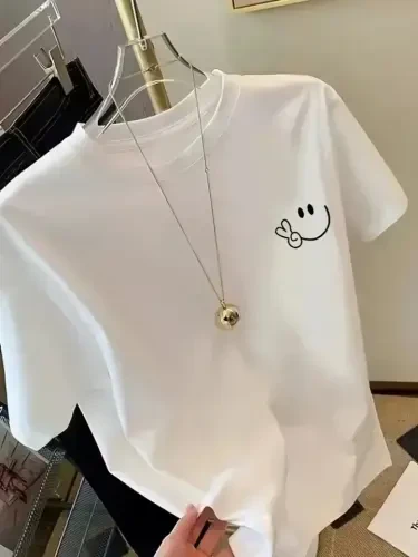 Printed Oversize Crew Neck T-shirt - White - BÜYÜKBEDENIZ (1)