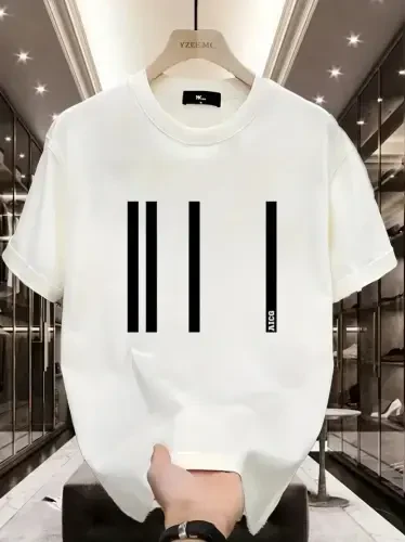 Printed Oversize Crew Neck T-shirt - White - 1