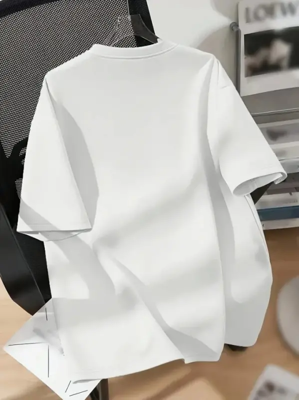 Printed Oversize Crew Neck T-shirt - White - 2