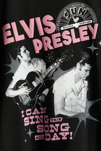 Printed Oversize Sweatshirt - Black/Elvis Presley - 6