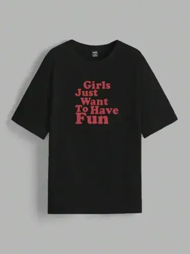 Printed Oversize T-shirt - Black - 2