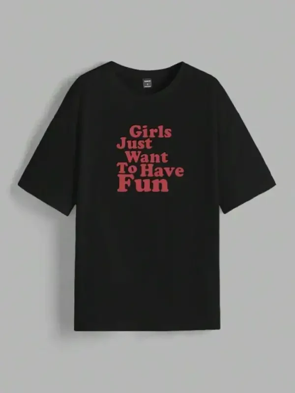 Printed Oversize T-shirt - Black - 2