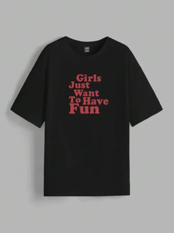 Printed Oversize T-shirt - Black - 2