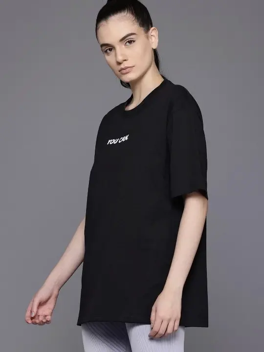 Printed Oversize T-shirt - Black - 2