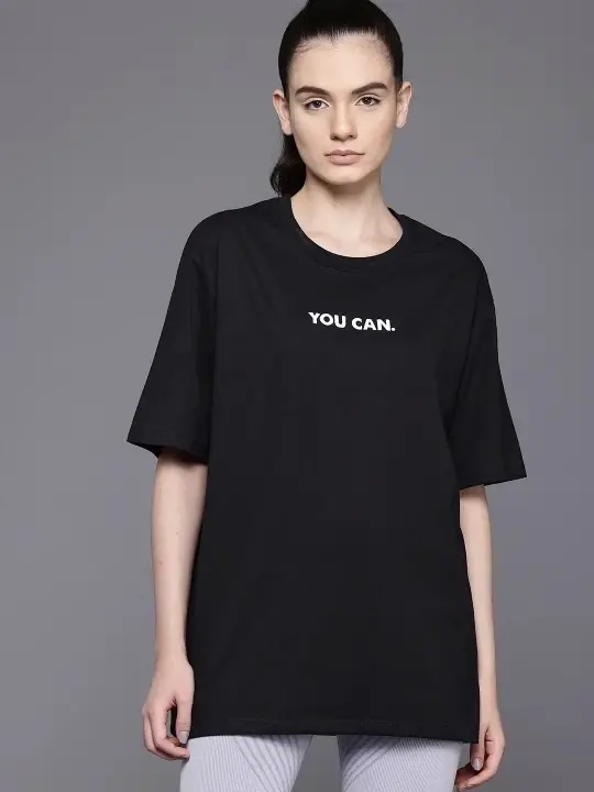Printed Oversize T-shirt - Black - 3