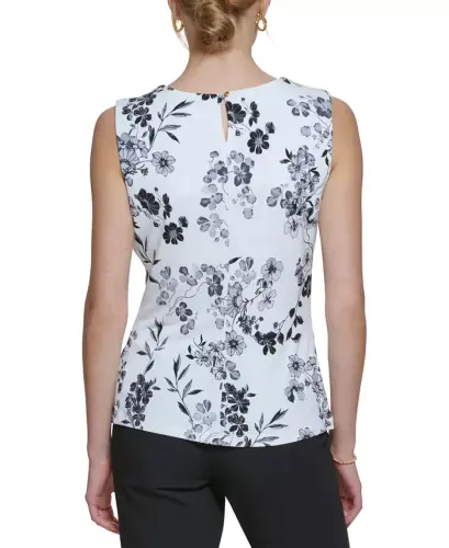 Printed Pleat-Neck Blouse, Regular and Petite Sizes - CALVIN KLEIN (1)