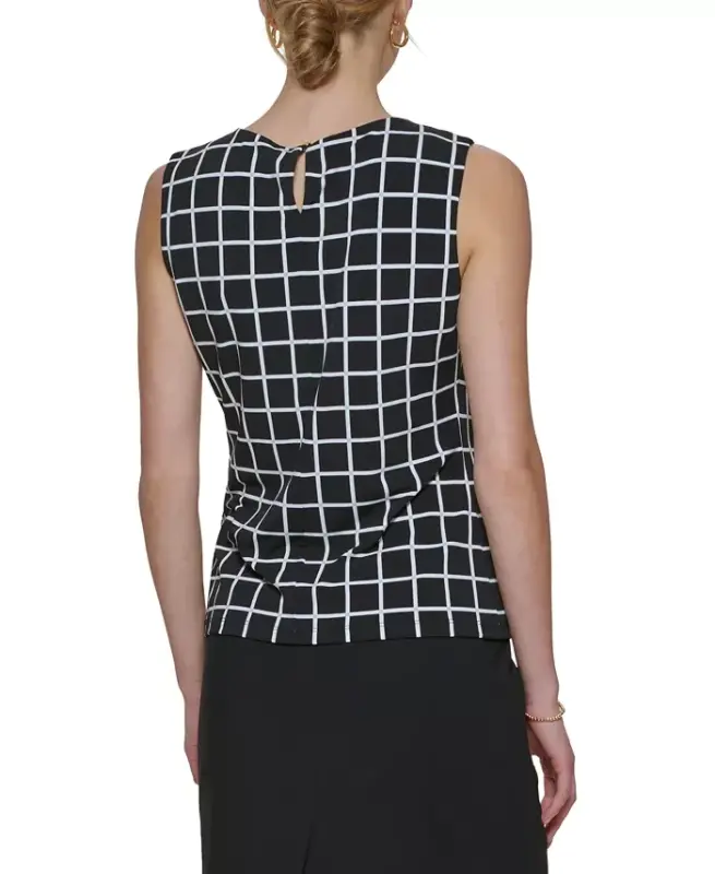 Printed Pleat-Neck Blouse, Regular and Petite Sizes - 2
