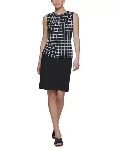 Printed Pleat-Neck Blouse, Regular and Petite Sizes - 5