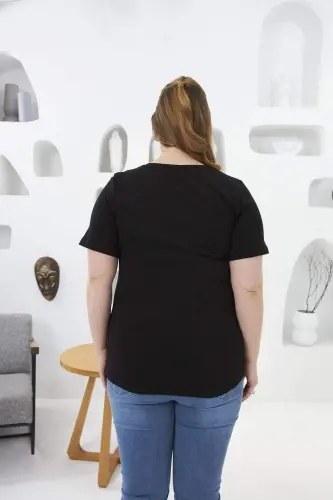 Printed Plus Size T-Shirt Black - 4