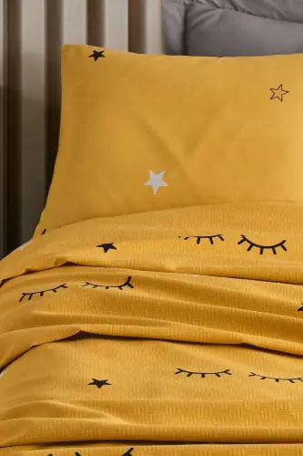 Printed Quilt Set Single Dide Yellow - 3