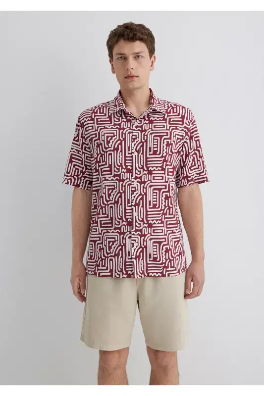 Printed Red Shirt Loose Fit - 3