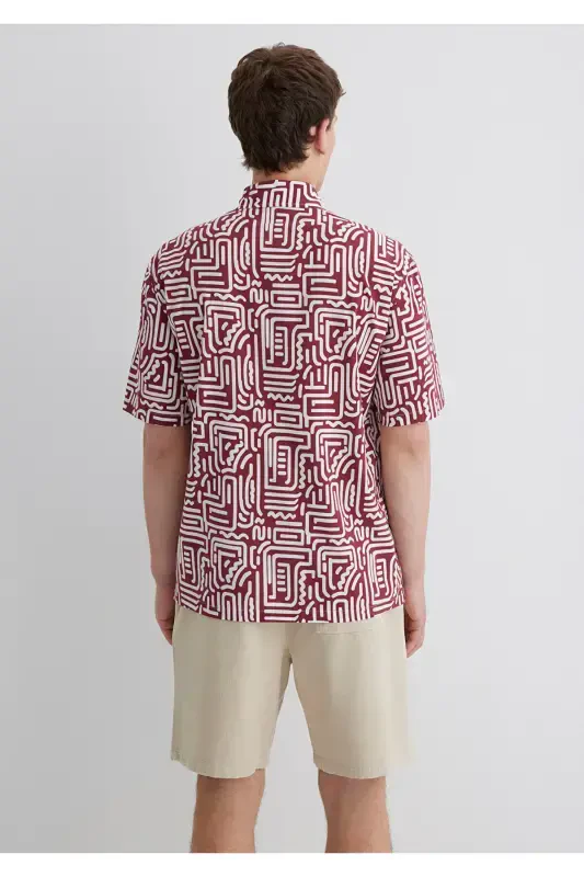 Printed Red Shirt Loose Fit - 4