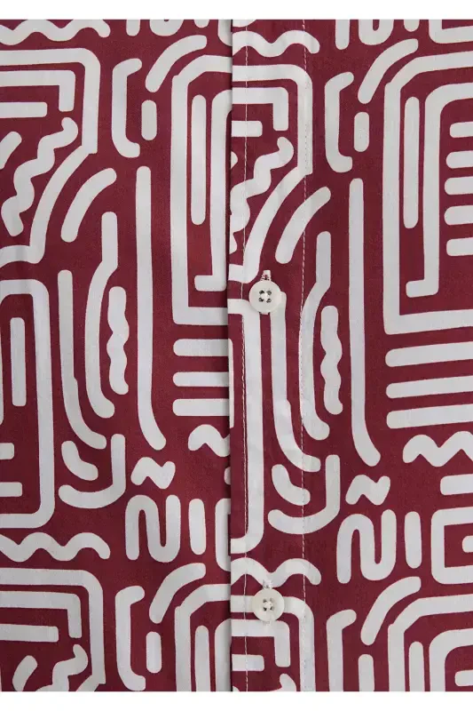 Printed Red Shirt Loose Fit - 6