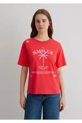 Printed Red T-shirt Regular Fit - 3