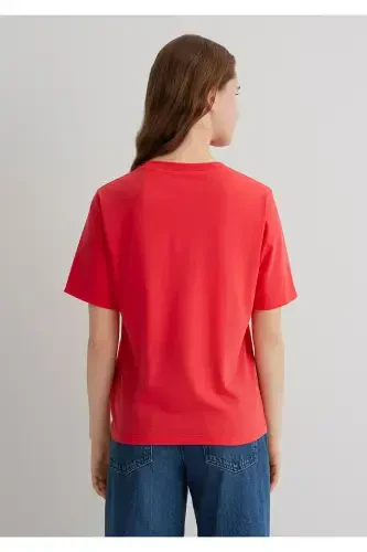Printed Red T-shirt Regular Fit - 4