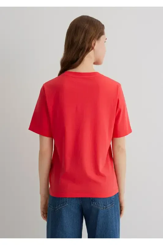 Printed Red T-shirt Regular Fit - 4
