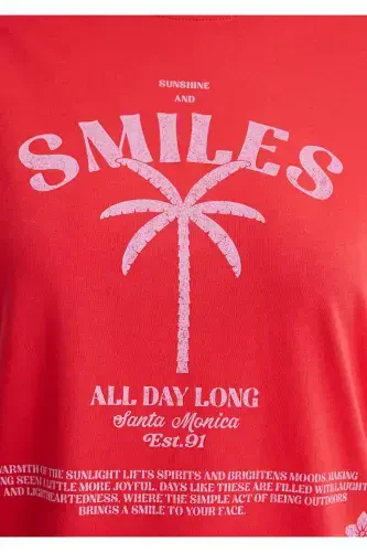 Printed Red T-shirt Regular Fit - 6