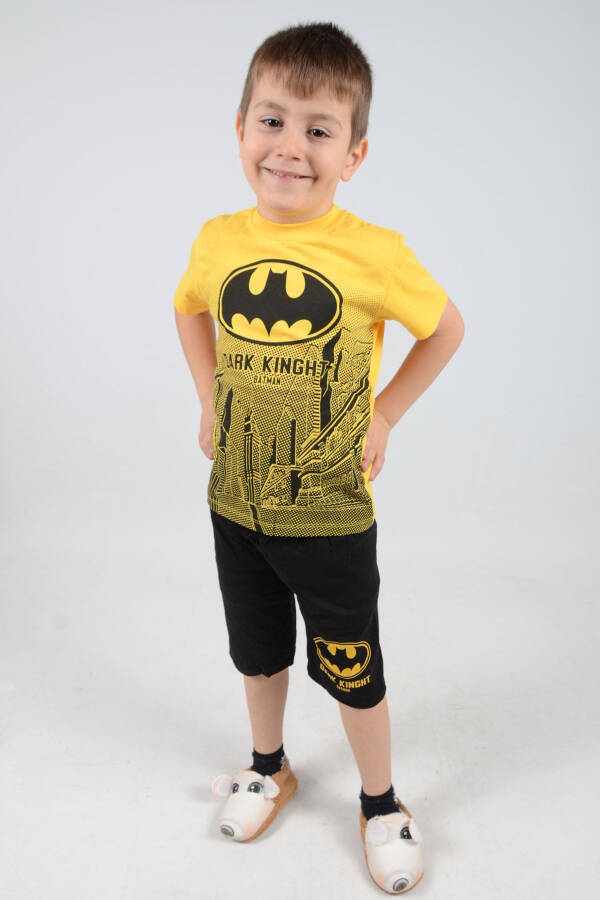 Printed Shorts 9-12 Years Old Yellow Batman Boys Pajama Set - 1