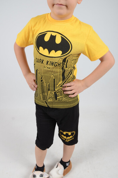 Printed Shorts 9-12 Years Old Yellow Batman Boys Pajama Set - 3