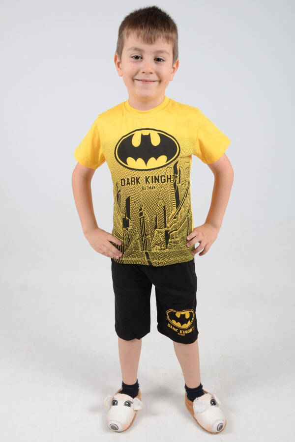 Printed Shorts 9-12 Years Old Yellow Batman Boys Pajama Set - 4