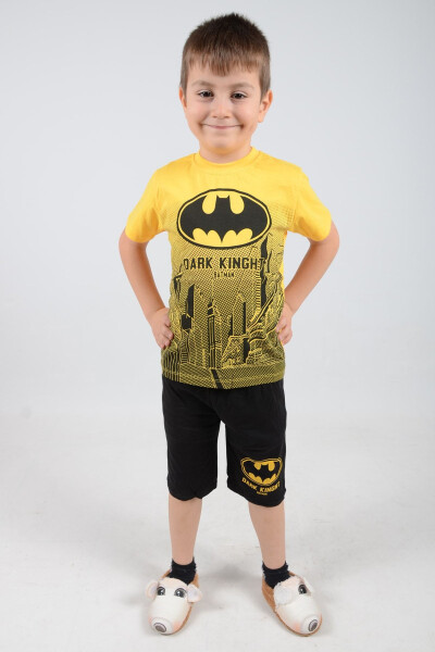 Printed Shorts 9-12 Years Old Yellow Batman Boys Pajama Set - 6