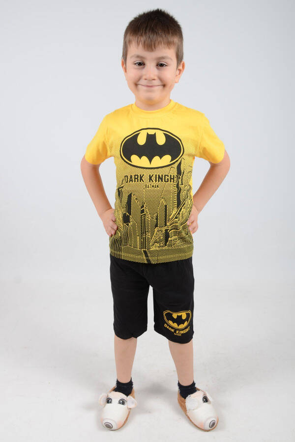 Printed Shorts 9-12 Years Old Yellow Batman Boys Pajama Set - 6