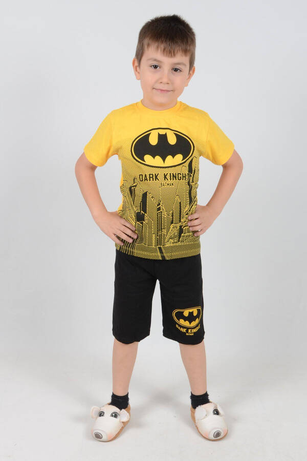 Printed Shorts 9-12 Years Old Yellow Batman Boys Pajama Set - 7