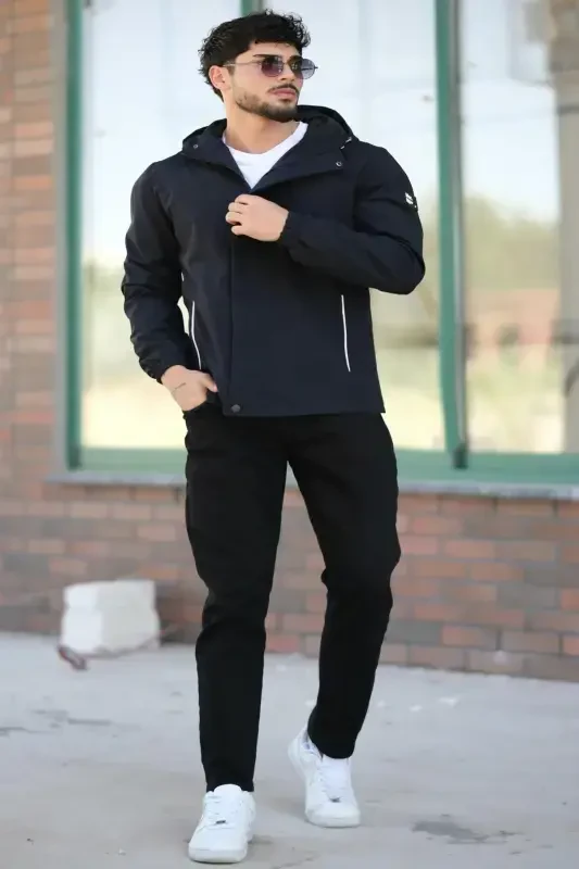 Printed Sport Lycra Fabric Raincoat Seasonal Pldp 2967_60263-NAVY BLUE - 2