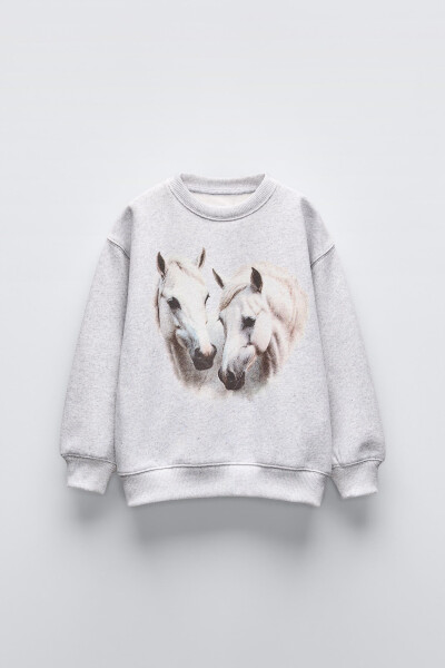 Printed sweatshirt - Grey marl - 1