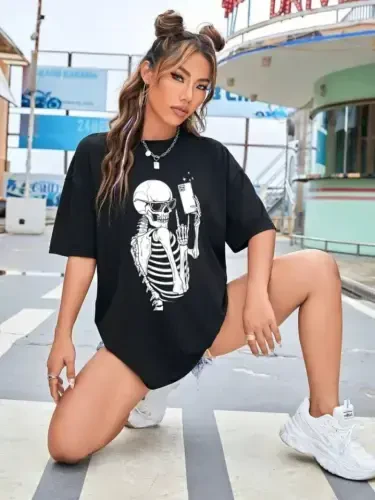 Printed T-shirt - Black - 4