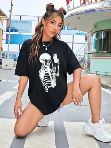 Printed T-shirt - Black - 4