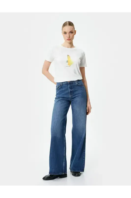 Printed T-shirt Crew Neck Short Sleeve Cotton - 2