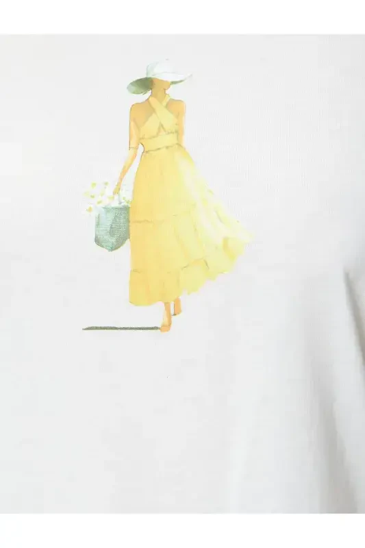 Printed T-shirt Crew Neck Short Sleeve Cotton - 6