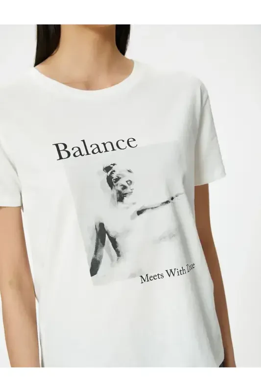 Printed T-shirt Crew Neck Short Sleeve Cotton - 5