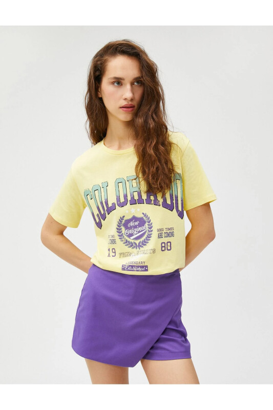 Printed T-Shirt Short Sleeve Crew Neck Cotton - 1